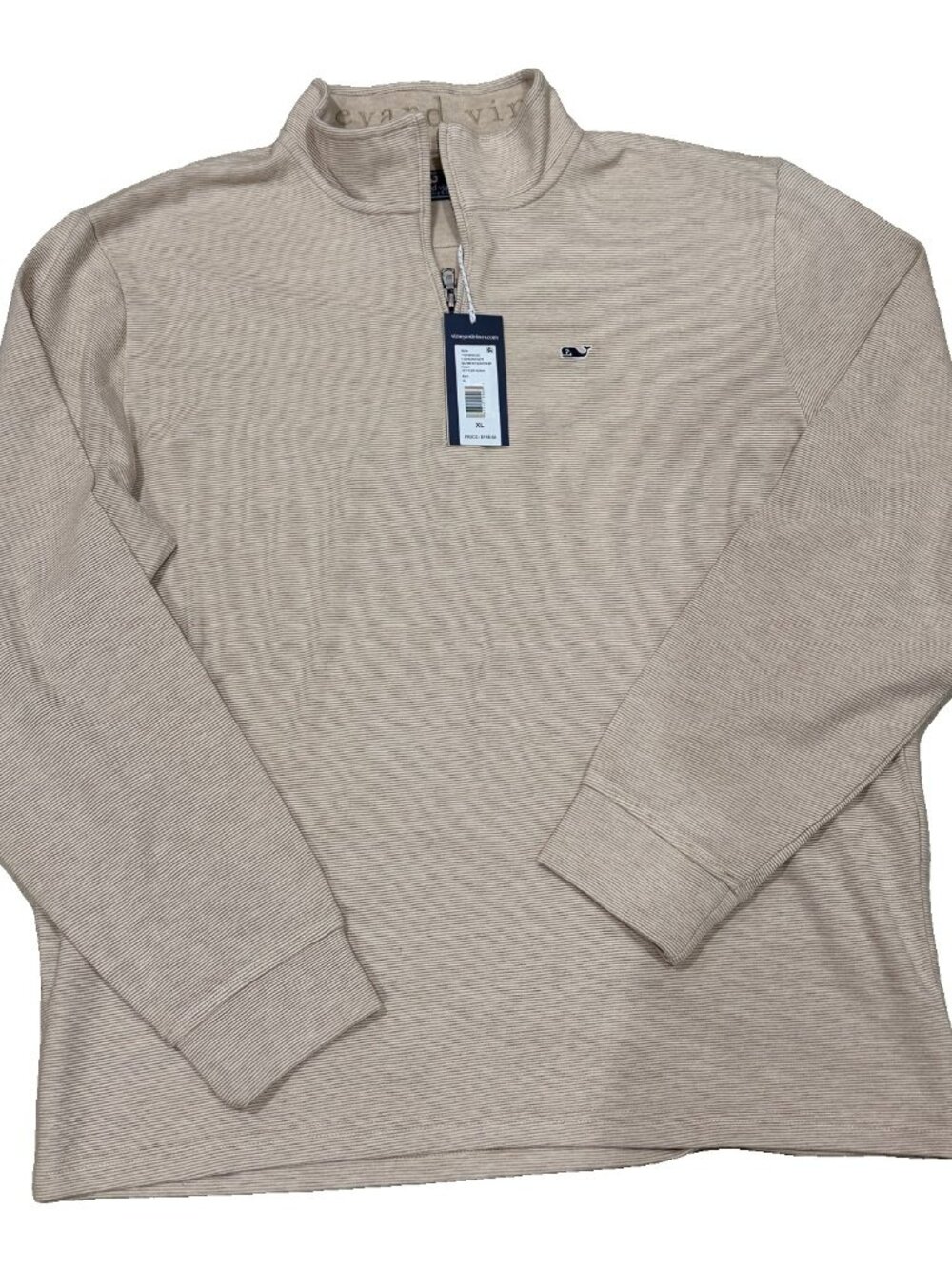 Vineyard Vines Men's XL Saltwater Quarter Zip Pullover Officer Khaki NWT